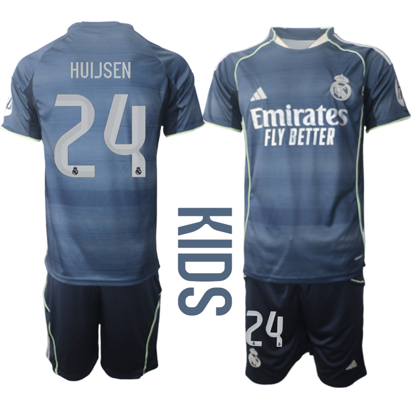 Youth 2025-2026 Club Real Madrid away Blue 24 Soccer Jersey
